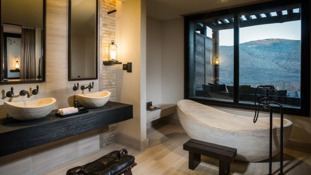 Heaven scent: The 800-kilogram stone bathtub provides for a luxurious soak. 