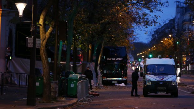 Police at Boulevard Voltaire near the Bataclan theatre in Paris, France in the hours after the attack that left 130 people dead. 