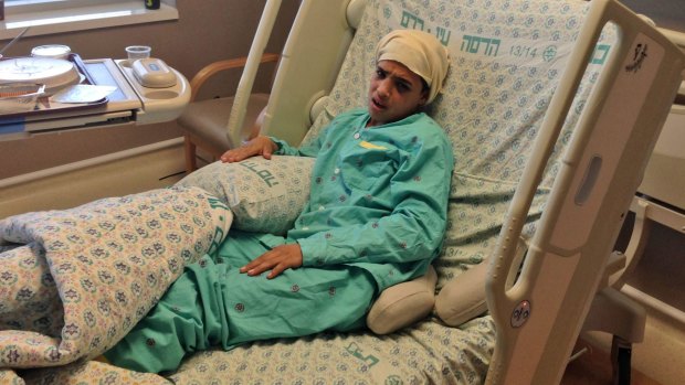 Thirteen-year-old Ahmed Manasra, who reportedly commited a stabbing attack in Pisgat Ze'ev in Jerusalem, is seen after treatment at the Hadassah Medical Centre in Jerusalem.  