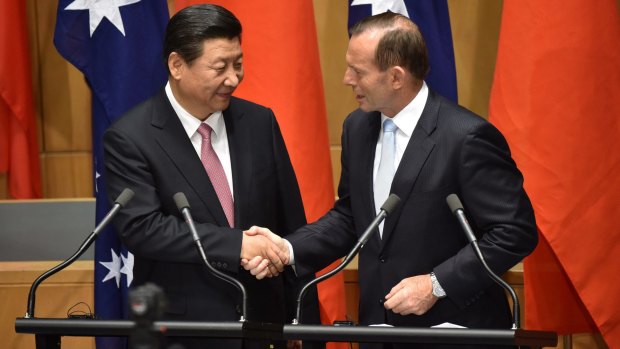 Free trade agreement: Chinese President Xi Jinping and Prime Minister Tony Abbott.