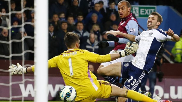 Gabriel Agbonlahor scores the first goal for Villa.