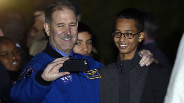 Ahmed Mohamed with NASA Science Mission Directorate associate administrator John Grunsfeld, at the White House Astronomy Night in October. 