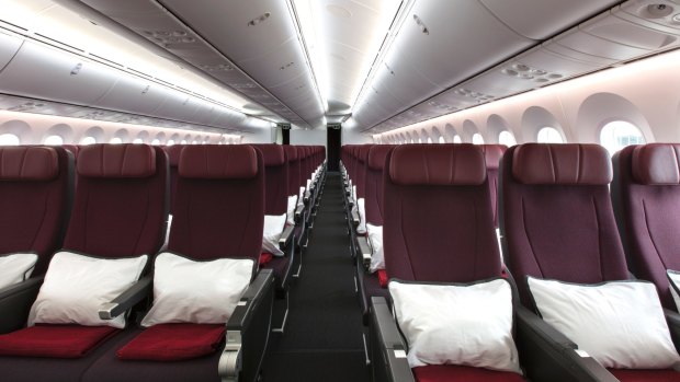 Qantas' economy cabin on the Dreamliner 787-9.