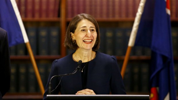Gladys Berejiklian during a press conference after being elected as the leader of Liberal Party on Monday. She was later sworn in as NSW's 45th Premier. 
