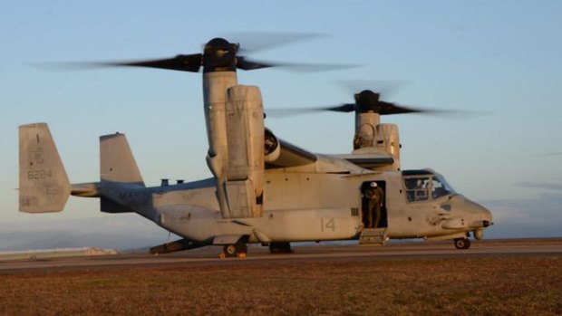 An MV-22 Osprey pictured at the RAAF Base in Townsville.