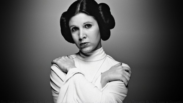 Carrie Fisher in her best known role as Princess Leia