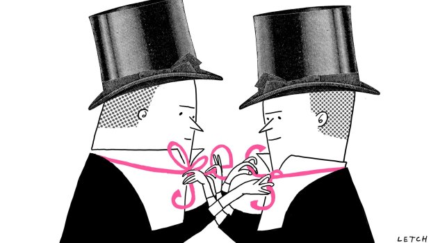 The joy of tying the knot is tangled for many Australians. Illustration: Simon Letch
