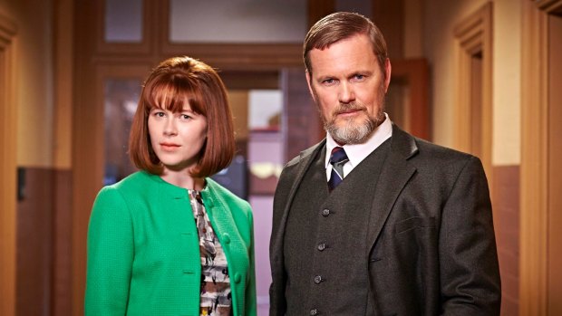 Rose Anderson (Anna McGahan) and Dr Lucien Blake (Craig McLachlan) in <i>The Doctor Blake Mysteries</i>.
