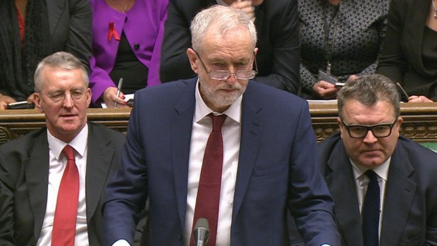 Britain's opposition Labour Party leader Jeremy Corbyn in Parliament.