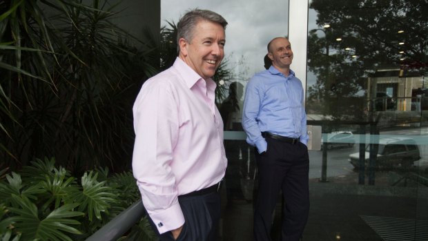 Pepper chief executives Patrick Tuttle (left) and Mike Culhane outside their office in North Sydney.