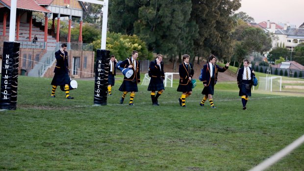 Proud traditions: Scots rugby union players, pictured at Newington college last year.