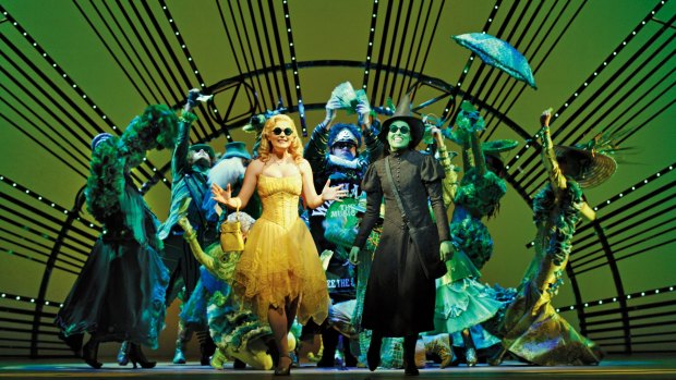 Lucy Durack (left) and Amanda Harrison in the Australian production of the Broadway musical <i>Wicked</i>.