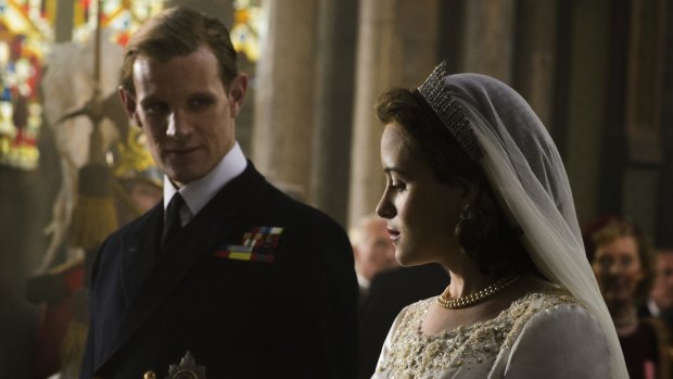 <i>The Crown</i>, starring Claire Foy and Matt Smith, is about the early married life of Queen Elizabeth II and the Duke of Edinburgh. 