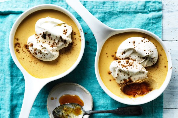 Adam Liaw's apricot creme caramel.