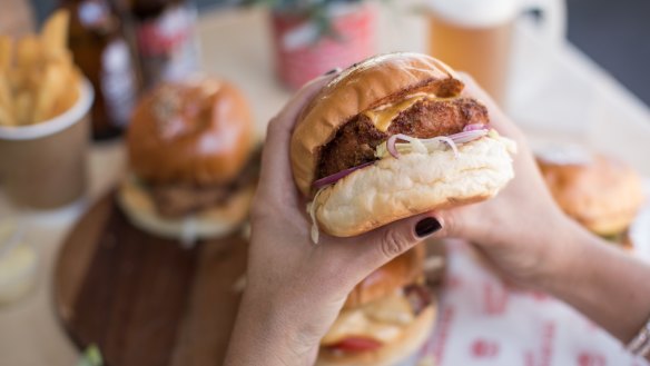 Burgers at Mocha Jo's.