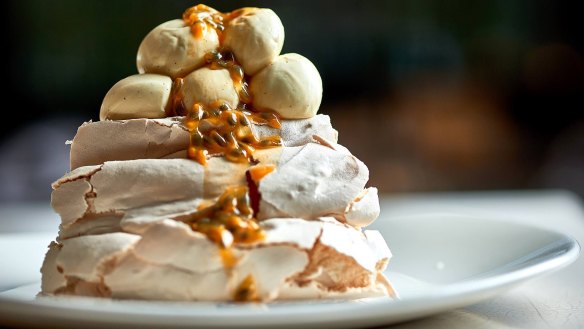 Catherine's Passionfruit Pavlova at Rockpool Bar and Grill.

