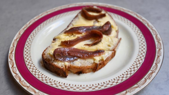 Anchovy and kefir-butter toast.