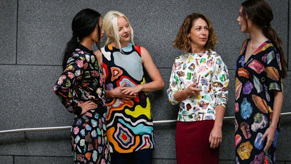 Gorman founder and head designer Lisa Gorman (second from right) with models.