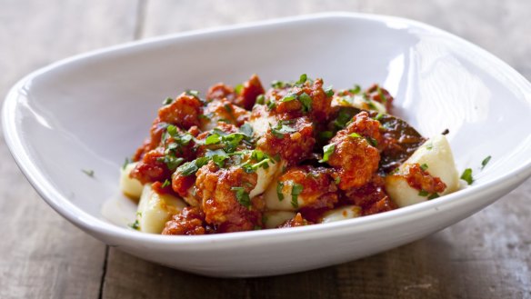 Potato gnocchi with prawn ragu.