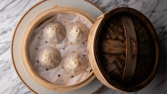 Thin-skinned pork xiao long bao.