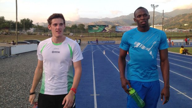 Hit the ground running: Jarrod Geddes, pictured during his Jamaican training camp with Usain Bolt, has big plans for Glasgow.