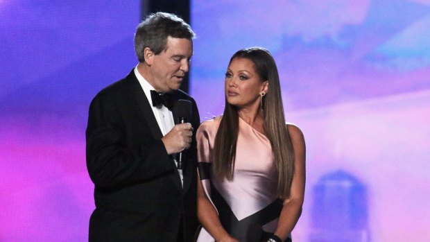 Miss America Former CEO Sam Haskell III and Vanessa Williams speak onstage during the 2016 Miss America competition.