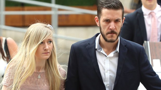 The parents of critically ill baby Charlie Gard, Connie Yates and Chris Gard arrive at the Royal Courts of Justice in London, on Thursday.