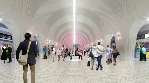 A concept image of the interior of Arden station.