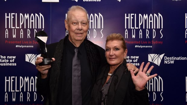 Eric Robinson, here with wife Patti Mostyn at the 2015 Helpmann Awards, was farewelled on Wednesday.