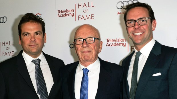 Rupert Murdoch with sons Lachlan (left) and James (right): If successful, the deal would end a tumultuous period for the family's media empire.