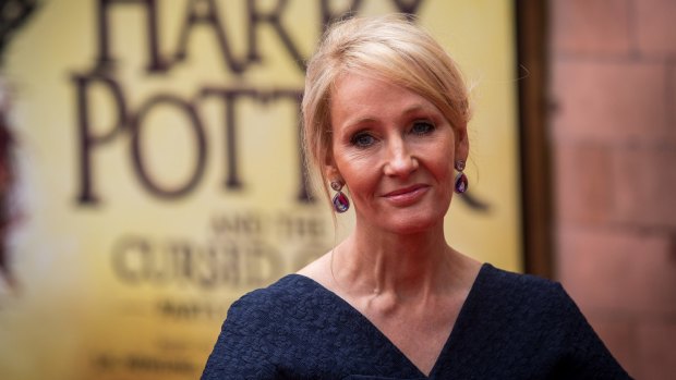 JK Rowling attends the press preview of Harry Potter and the Cursed Child at the Palace Theatre in London.