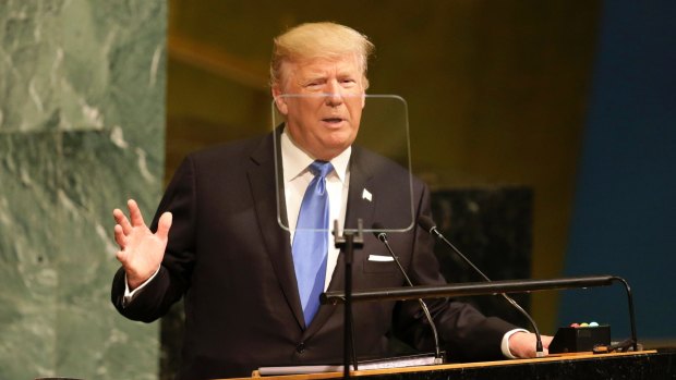 US President Donald Trump addresses the United Nations General Assembly on Tuesday.