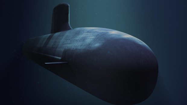 An artist's rendition of a French Shortfin Barracuda submarine, designed by the DCNS group. 