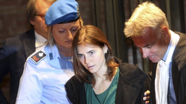 Amanda Knox arriving in court during her appeal trial in Perugia in October 2011. 
