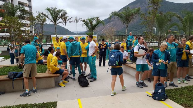 The Australian team was evacuated from the athletes' village due to a fire alarm.
