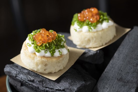 Go-to dish: Akitma - mini crumpets with taramasalata and salmon roe.