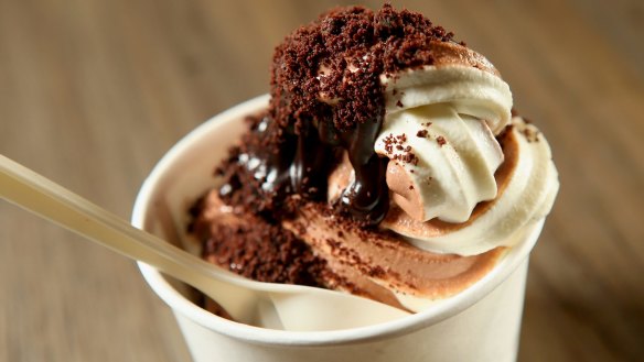 Soft-serve with brownie crumb.