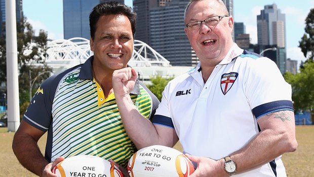 Mates: Steve Renouf and Garry Schofield are counting the days until the 2017 Rugby League World Cup.