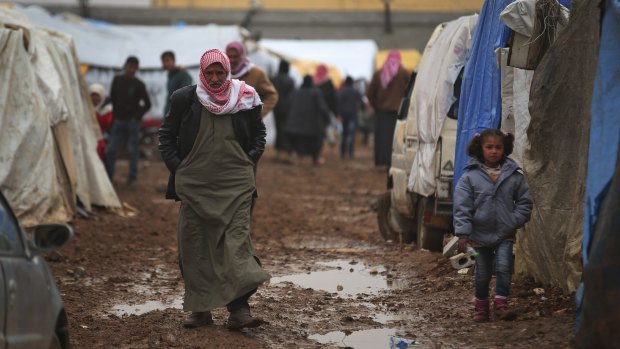 The muddy squalor of the Syrian refugee camp near the Bab al-Salam border crossing with Turkey.