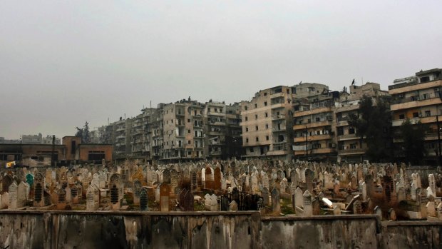 A graveyard in east Aleppo, Syria.