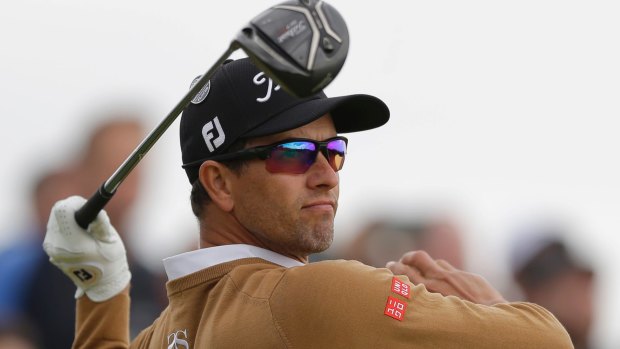 Adam Scott watches his shot off the tee during the second round of the British Open at Royal Birkdale on Friday.