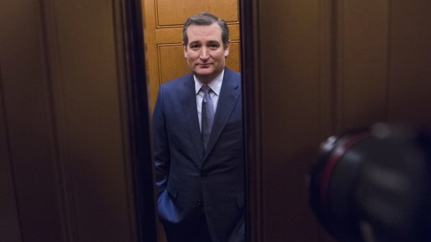 Republican presidential candidate Senator Ted Cruz leaves the Senate Gallery on Capitol Hill in Washington on Thursday.