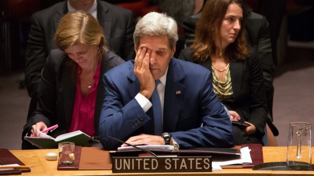 US Secretary of State John Kerry at the United Nations Security Council on Wednesday.