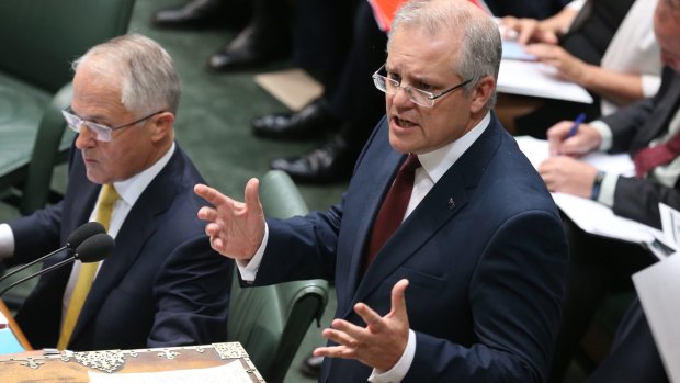 Treasurer Scott Morrison during question time in Parliament on Wednesday.