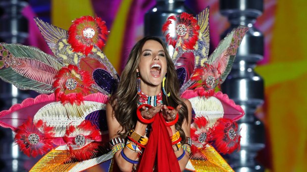 Model Alessandra Ambrosio wears a creation during the Victoria's Secret fashion show after announcing her retirement.