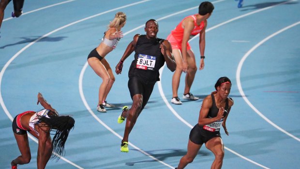 Usain Bolt in action on Thursday night.