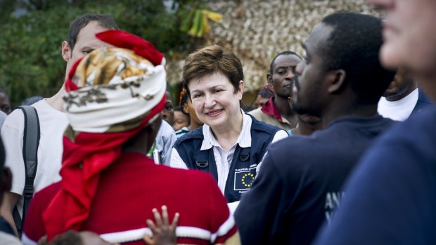 Kristalina Georgieva, centre, then European Commissioner for humanitarian aid.