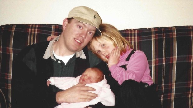 Patrick Hardison with his daughters before the 2001 accident.