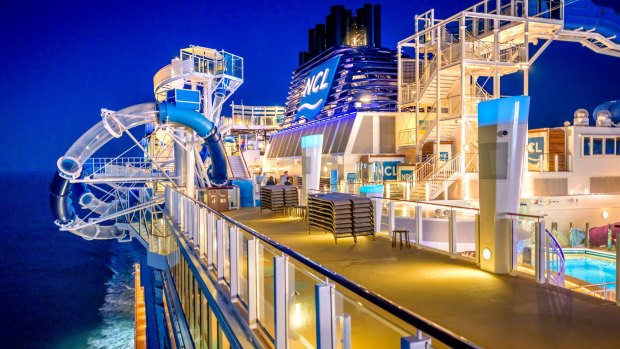View of the top deck on Norwegian Bliss.