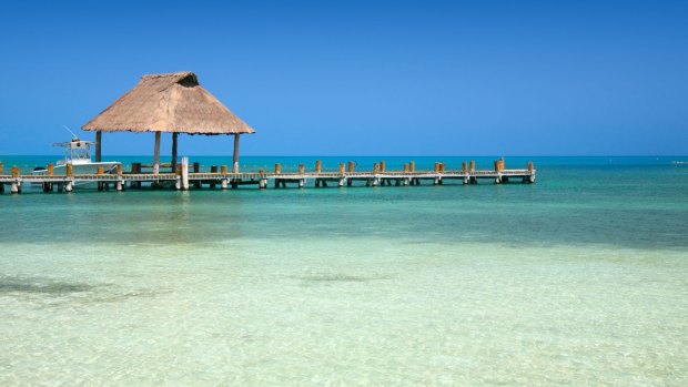 Pier on the Isla Contoy, Mexico.